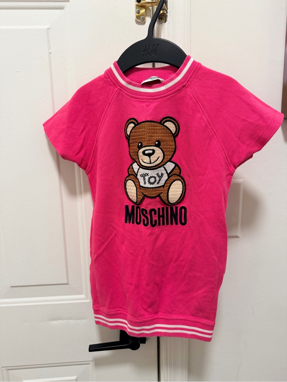 Moschino Kids Hot Pink Teddy Logo Tee